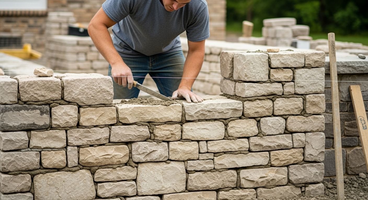 Construction de muret en pierre a Saint-Alban